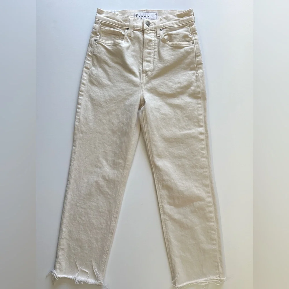 Frank & Eileen Monaghan Cream Raw Hem Jeans Size 26 - Picture 3 of 5